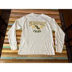 William And Mary Tribe Men's L White Long Sleeve T-shirt By Champion W&M